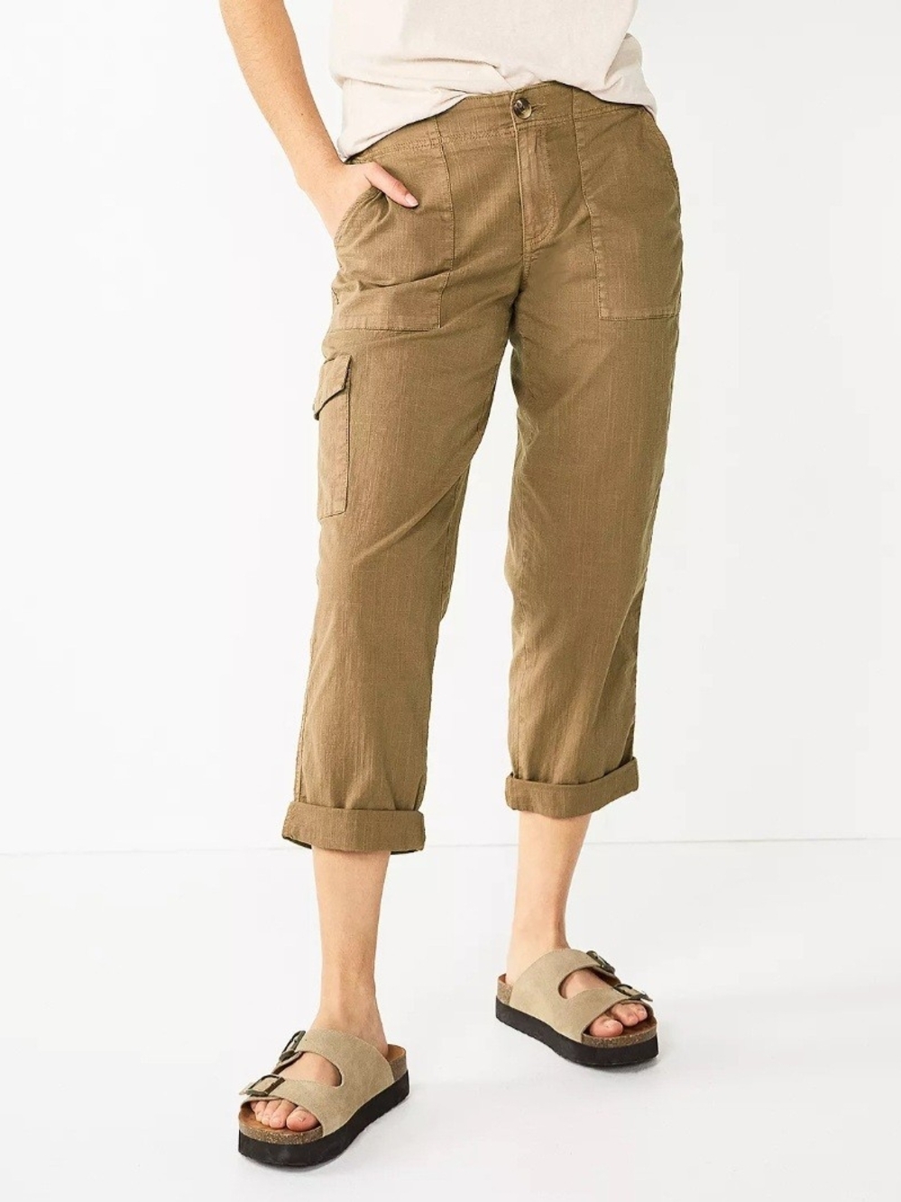 Sonoma‎ Casual Elastic Waist Pants in Tan. Sz 12P